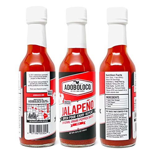 Adoboloco Hot Sauce Da Goods Spicy Hamajang, Jalapeno, Hawaiian Chili Pepper Water (3Pack