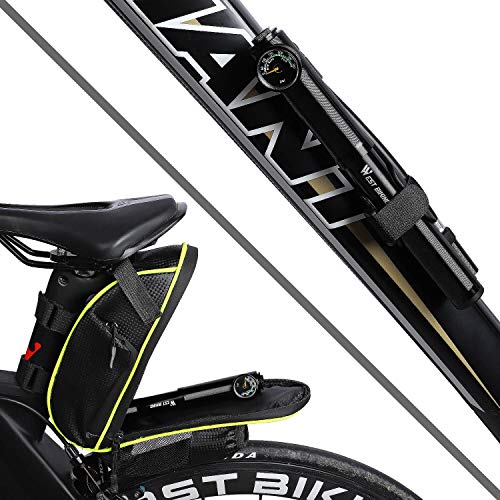 WESTGIRL Bike Pump with Gauge & Glueless Puncture Repair Kit - 300 PSI - Fits Presta & Schrader - Portable Bicycle Frame Pump for Road, Mountain and BMX Bikes, Mount Kit & Ball Needle Included