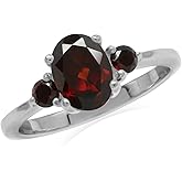 Silvershake 8X6mm Oval Shape Gemstone White Gold Plated or Yellow Gold Plated 925 Sterling Silver Engagement Ring Jewelry for Women