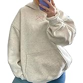 Pinclodly Hoodies for Teen Girls Long Sleeve Cute Sweatshirts Hooded Embroideried Bow Sweatshirt Preppy Clothes Fall Winter