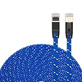 CAT 7 Ethernet Cable 6Ft,CAT7 Ethernet Ultra Flat Patch Cable for Modem Router LAN Network - Built with Gold Plated & Shielded RJ45 Connectors and Nylon Braided Jacket(6Ft/2M)