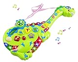 Educational Toy Guitar Dinosaur Battery Operated Children's Kid's Toy Guitar w/ Lights, Sounds Toy Electric Guitar with Interactive Buttons, and Modes with Sound and Lights