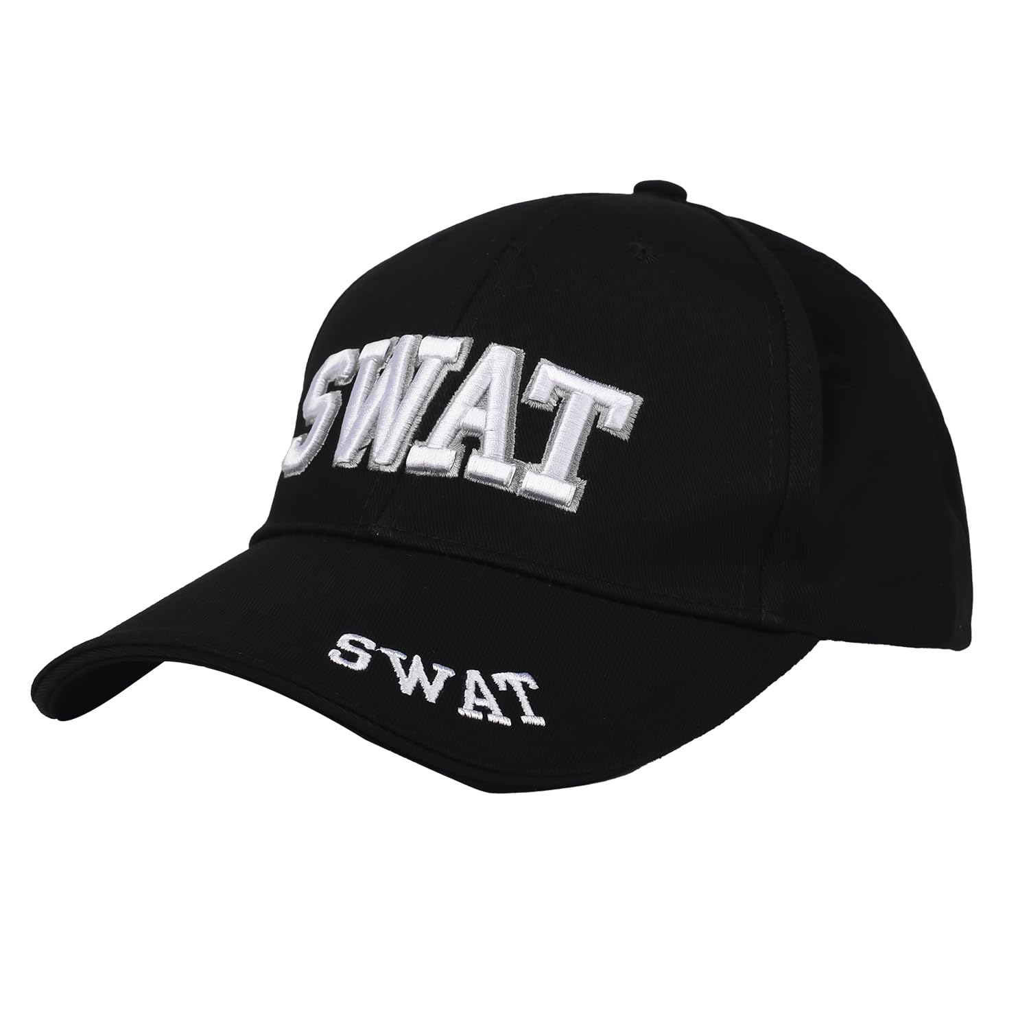 AOVNA Swat Baseball Cap Adjustable Police Baseball Police Costume Accessory Black Embroidered Hat for Cops & Robber Themed Party