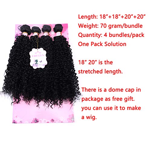 FRELYN-Kinky-Curly-Hair-Bundles-Synthetic-Hair-Weave-4-Bundles-Black-Color-18-18-20-20-Inches-High-Temperature-Heat-Resistant-Fiber