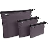 GOX 3 Pack Travel Toiletry Bag for Men Carry On Packing Organizer Zipper Pouch Portable Cosmetic Pouch Accessory Document Electronics (Grey)