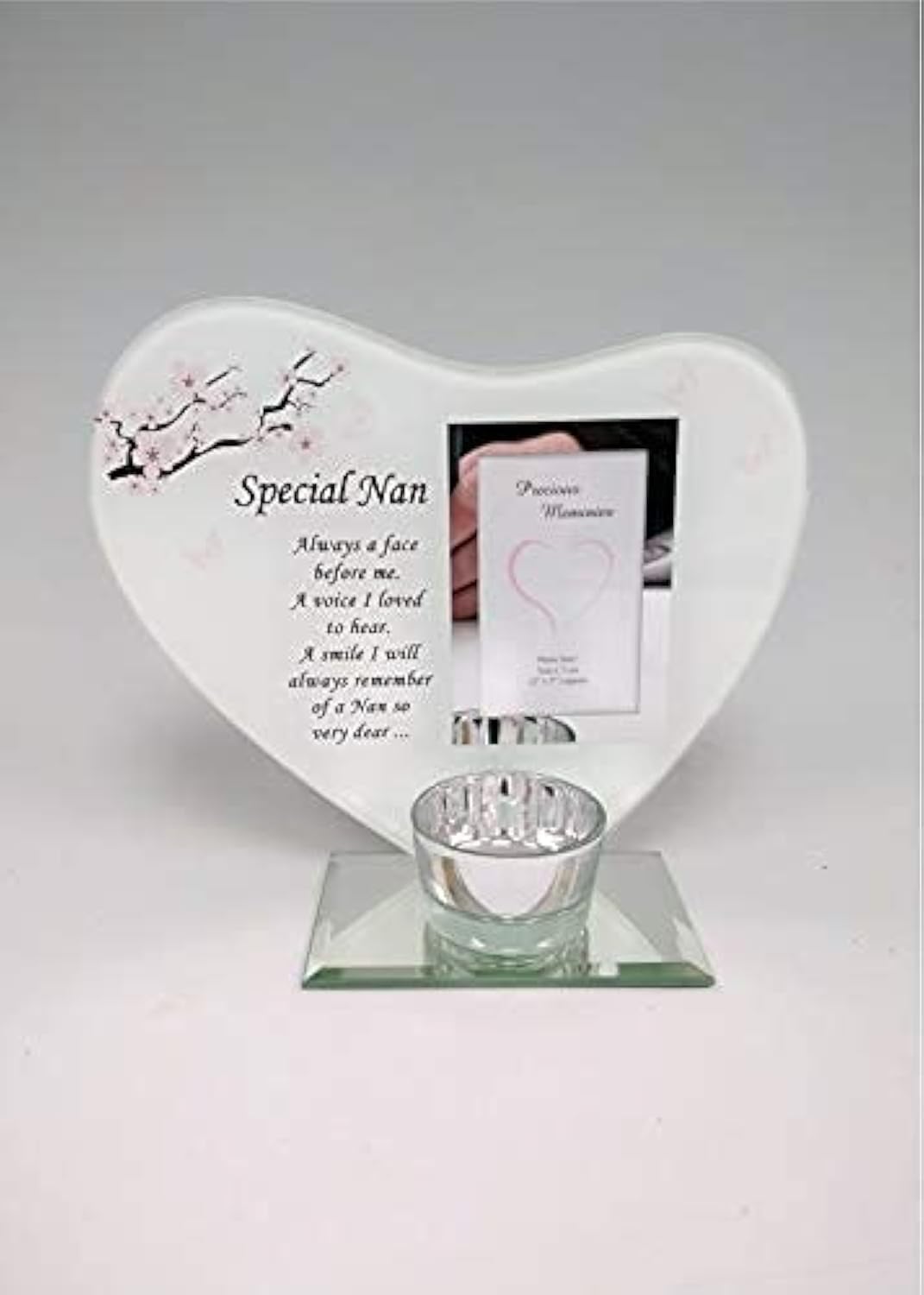 Special Heart-Shaped Plaques and Tealight Holders - Remembrance Memorials With Special Sentimental Messages for Your Loved Ones (Nan)