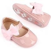 Meckior Infant Baby Girls Soft Sole Bowknot Princess Wedding Dress Mary Jane Flats Prewalker Newborn Light Baby Sneaker Shoes