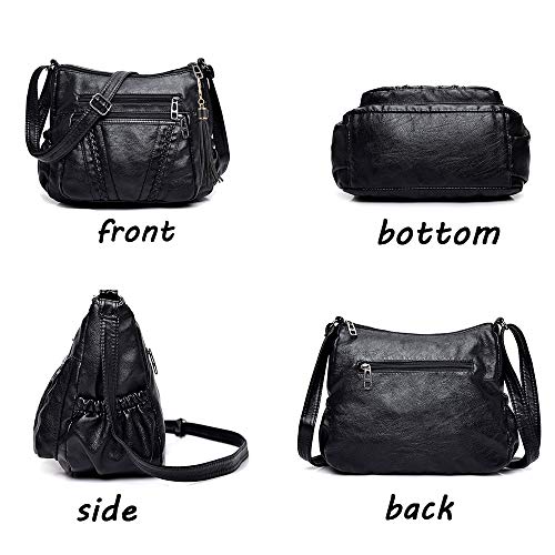 Crossbody Bags For Women Pocketbooks Soft PU Leather Purses and Handbags Multi Pocket Shoulder Bag