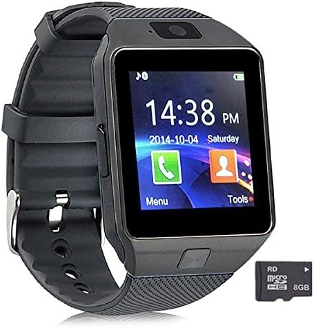 Pandaoo Smart Watch Mobile Phone DZ09 Fitness Tracker Unlocked Universal GSM Bluetooth 4.0 8GB Storage Music Player Camera Calendar Stopwatch Sync with Android Smartphones(Black)