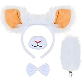 KINTOMG Lamb Ears and Tail Set for Kids and Adults-Halloween Christmas Festival Theme Party Cosplay Sheep Costume Accessory