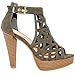 TRENDSup Collection Open Toe Ankle Strap Sandal – Western Bootie Stacked Heel Open Toe Cutout Shoes (6.5, Olive)
