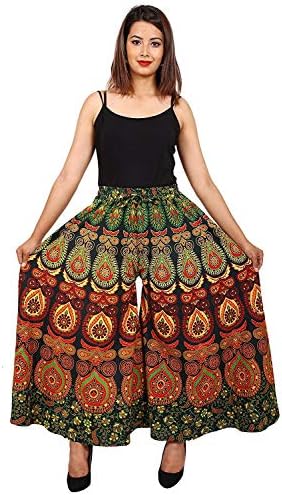 Trapti Cotton Women's Regular Fit Jaipuri Printed Divider Palazzo Pant (Free Size)