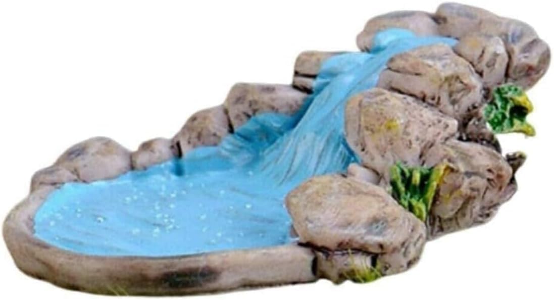 Blue DIY Miniature Water Pool Fairy Garden Decor - Antique European Manor Style Mini Pond Landscape Ornament for Dollhouse Village and Outdoor Crafts