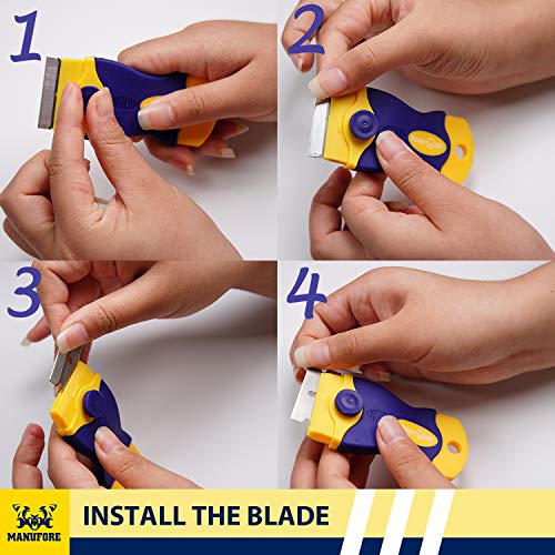 MANUFORE Portable MultiPurpose Razor Blade Scraper for Cleaning Glass