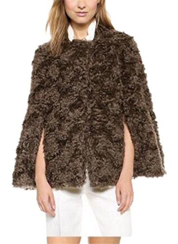 Women's Elegant Slit Sleeve Winter Faux Fur Cape Shawl Coat Jacket Outerwear