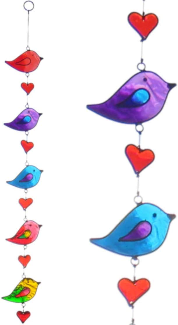 Colourful Bird Stained Glass Sun Catcher Mobile - Beautiful Window Hanging - Home Decoration