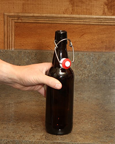Swing Top Bottles w/Caps - 16.9oz, Amber Glass, Reusable for Homebrew - 6 pack