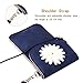 floral design cross-body cute purse mobile phone pouch with view touch window cell phone case for iphone 7 plus 5.5inch smartphones（Deep Blue)