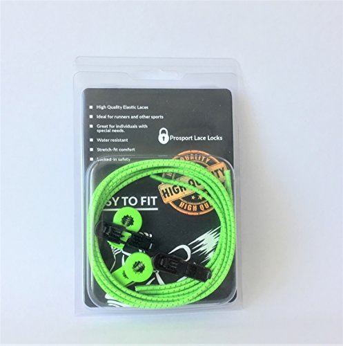 ProSport Reflective Lace Locks, Green/Black