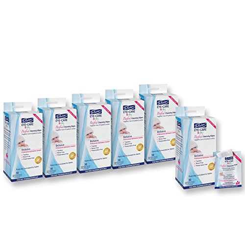 Purified, Non Irritating, Tear Free, Hypoallergenic & Sensitive Approved Baby Eyelid Wipes by Dr. Fischer - Pre-moistened, Rinse Free and Pediatrician Recommended (6)