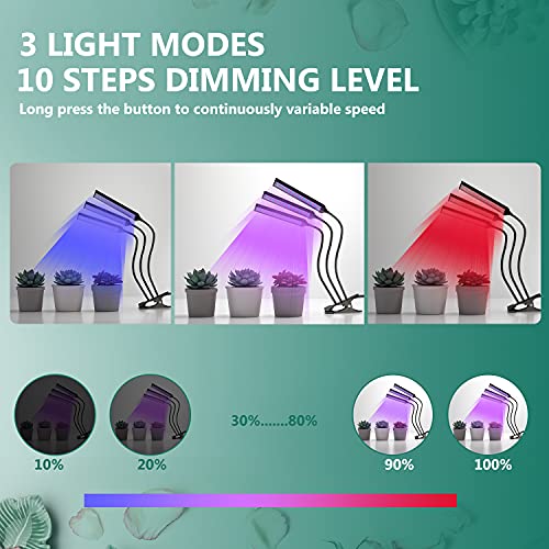 Grow Light for Indoor Plants-LDesign Plant Growing Lamp 315 LED 3 Heads Planting Lights Red Blue Spectrum 10 Dimmable Levels 3 Modes Timing Function (3/9/12 Hour Timer) Adjustable Gooseneck