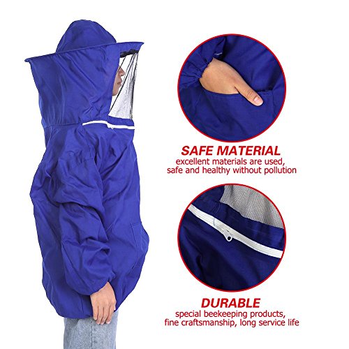 Wifehelper Professional Beekeeping Protective Jacket Suit Bee Keeping Beekeeper Equipment Beekeeping Protective Gear(Blue)