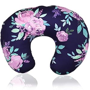 Purple Floral Nursing Pillow Cover, Breastfeeding Pillow Slipcover for Baby Boys & Girls, Nursing Pillow Case for…