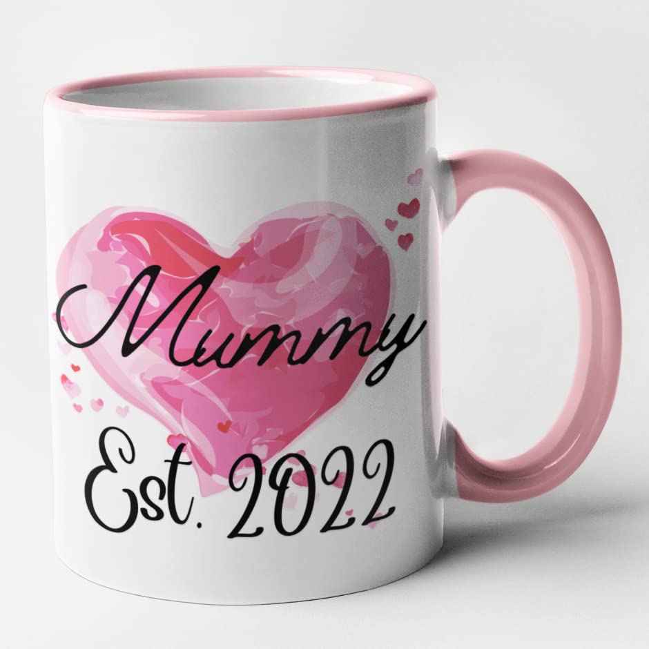 New Parents Couples Mugs Set of 2 Mugs - Mummy, Daddy Est 2022 (Pink)