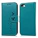 Compatible with iPhone 7 Wallet Case, iPhone 8 Case Embossed Love PU Leather Case Full Protective Anti-Scratch Resistant Cover Magnetic Case Slot Wrist Strap Case (Embossed Love)