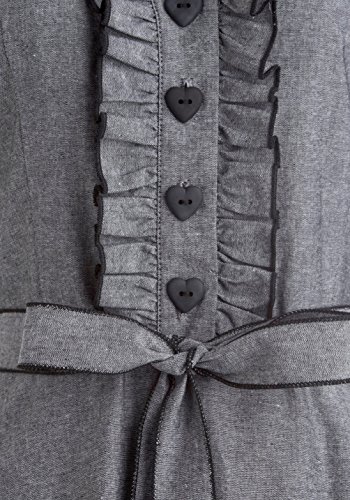 Gray Rockabilly Swing Belted Shirt Dress เดรส แฟชั่นชุดทำงาน BI.TENCON Vintage Inspired 50s Collared