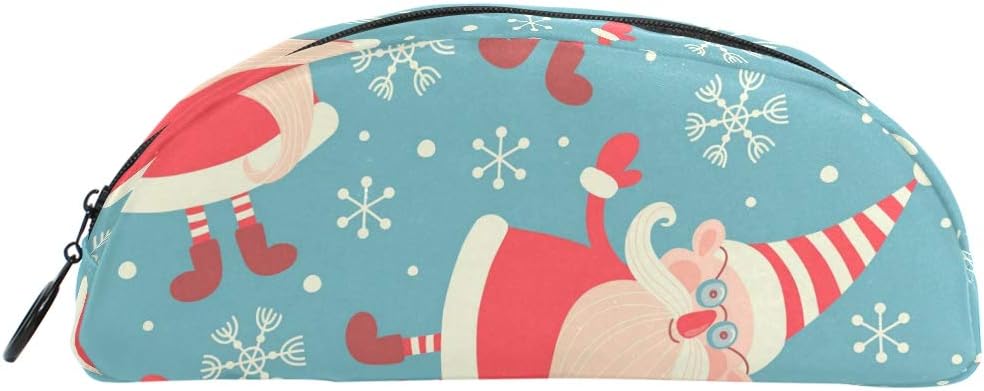TIZORAX Santa Clauses and Snowflakes Pencil Case Pouch Bag Stationery Pen Case Box Cosmetic Bags for Teen Girls Boys Kids