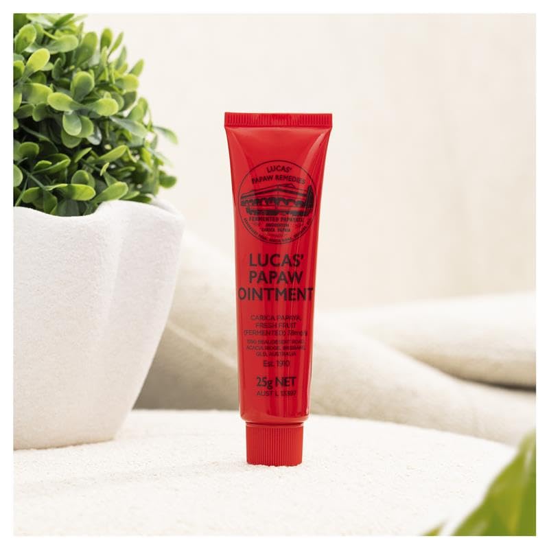 Lucas Papaw Ointment 25g - Soothing Lip and Skin Healing Balm with Fresh Fermented Carica Papaya, Natural Ingredients, Suitable for All Skin Types - Made in Australia