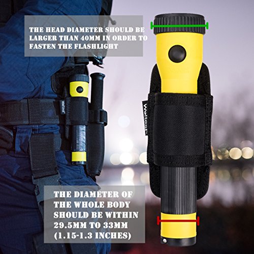 Black Open Top Compact Flashlight Holder Duty Belt Carry Cases For MAGLITE MID SIZE ML25, 50, 100 series, 2-4CELL C series Streamlight stinger series