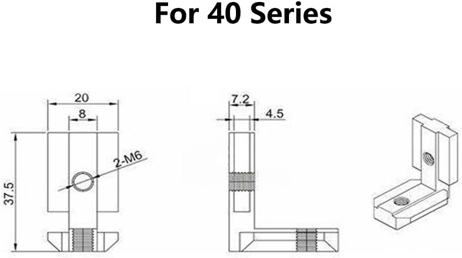 T Slot L-Shape Corner Connector with Screws L Joint Bracket for 40 Series European Standard Aluminum Profile-Nickel-Plated Zinc Alloy 10PCS - Image 3