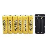 6PCS 3.7V 9800mAh 18650 Batteries Rechargeable Li-ion Battery and Universal Charger