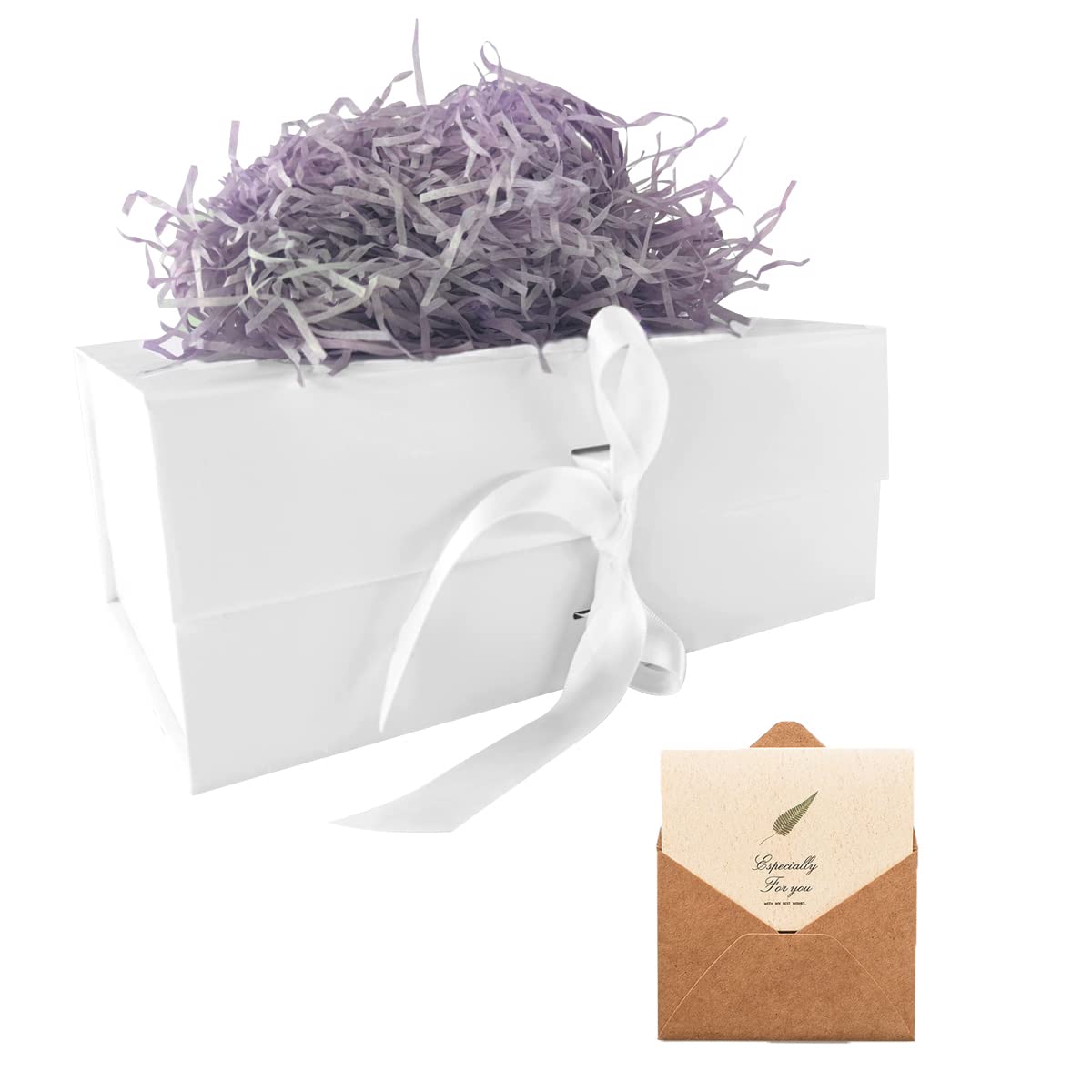 White Gift Box, 23.5 x17 x10 cm Gift Box with Magnetic Lids and Silk Ribbon Specially Designed for Present Birthdays, Holidays, Anniversaries Gift Packaging