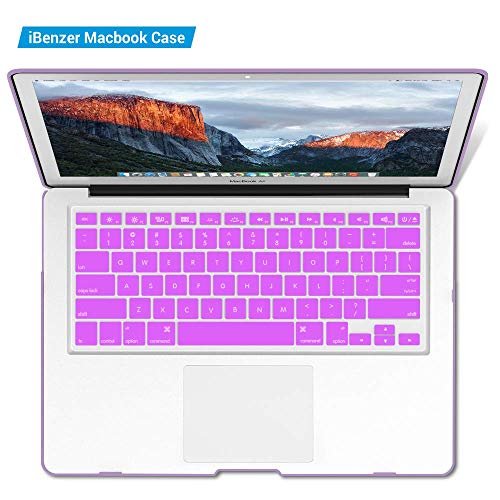 IBENZER MacBook Air 11 Inch Case Model A1370 A1465, Soft Touch Plastic Hard Shell Case Bundle with Keyboard Cover for Apple Laptop Mac Air 11, Purple, A11PU+1 A