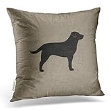 Emvency Throw Pillow Covers Black Labrador Silhouette Faux Style Decor Pillowcases Polyester 18 X 18 Inch Square Hidden Zipper Home Cushion Decorative Pillowcase