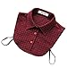 Joyci Christmas Gift Decor Plaids Dickey Blouse Faux Grid Collar Removable Casual (Wine Red)