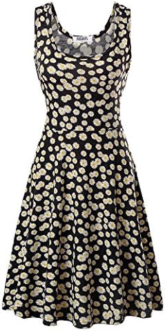 Women Summer Sleeveless Beach Casual Midi Flared Floral Tank Dress (XL, 0605-Flower02)