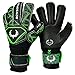Renegade GK Triton Raider Goalie Gloves with Pro-Tek Finger Spines | 3.5+3mm Super Grip & 4mm Duratek | Black & Green Soccer Goalkeeper Gloves (Size 7, Youth, Roll Cut, Level 2)