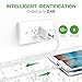 Wall Charger, 2.1A 12W Dual Port Portable Universal USB Wall Charger for Apple iPhone,iPad, Samsung Galaxy, HTC Nexus Moto BlackBerry, Bluetooth Speaker Headset & Power Bank, White (2-Pack)
