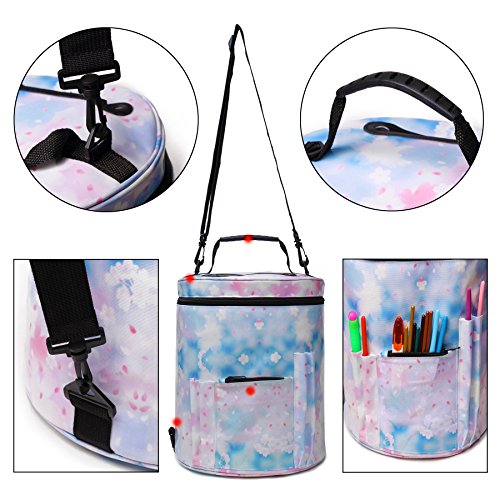 goldwheat Knitting Bag Waterproof Yarn Storage Organizer Bag Large Crochet Bag with Knitting Accessories Case,Blue - Thumbnail 3