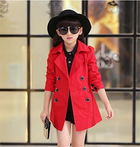 ODFAPP Adorable girls jacket children's clothing big kids spring &amp; autumn child medium-long 2016 double breasted baby outerwear girl trench coat Orange5 Cool