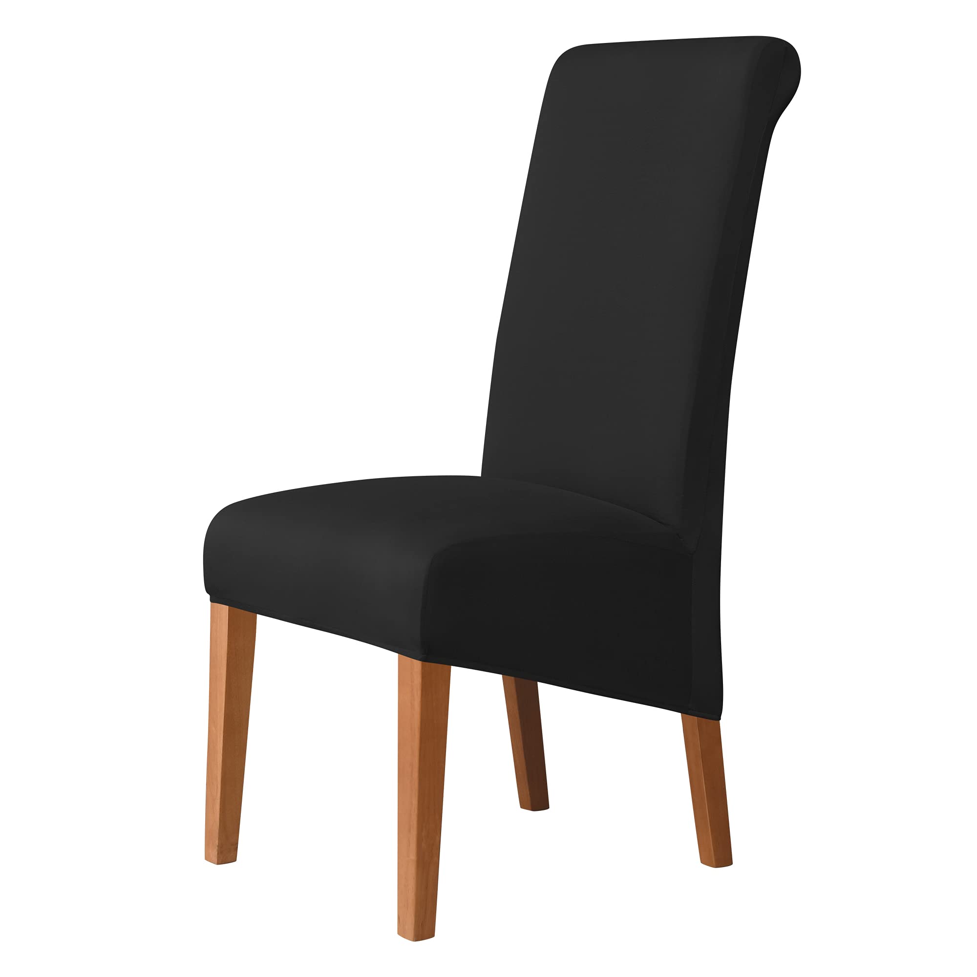 Kozuoan XL Size Chair Covers for Dining Chairs, soft and elastic spandex dining chair covers,detachable and washable,black, Pack of 6 — image 1