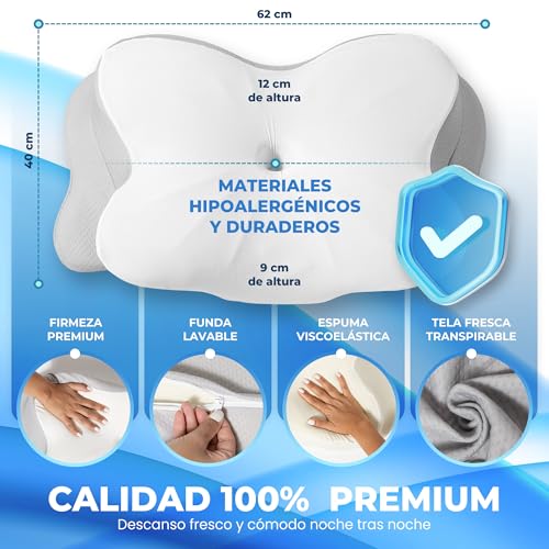 BUYLUX® Premium 2-in-1 Ergonomic Neck Pillow | Anti-Snoring Memory Foam Cervical Pillow for Side or Back Sleepers for Travel | Pillow for Neck Pain and Sleep Better