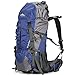 Loowoko Hiking Backpack 50L Travel Daypack Waterproof with Rain Cover for Climbing Camping Mountaineering (Blue)