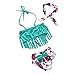 Baby Girls 3 Pcs Swimwear Tassels Halter Top+Floral Bottom+Headband Swimsuit (2-3T, Cyan)