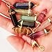 MIKINI 9pcs Silver Plated Wire Wrap Hexagon Pointed Cut Gemstone Healing Energy Natural Crystal Pendant Necklaces Pack, 18 Inches (10pcs (Gold Cap))