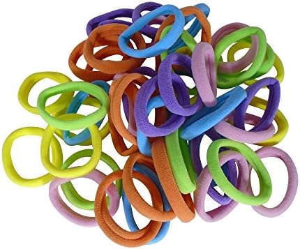 White Sand Collection Elastic Hair Bands. Elastic Ties for Girls, Boys, Kids, Women, Men - No Crease Ponytail Holders No Aches Durable Hair Ties 4. 5 cm (1. 8 In) Medium Size. 100 Pcs (Spring Color)
